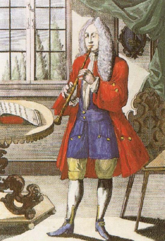 john banister an early 18th century oboe as depicted by johann weigel. Sweden oil painting art